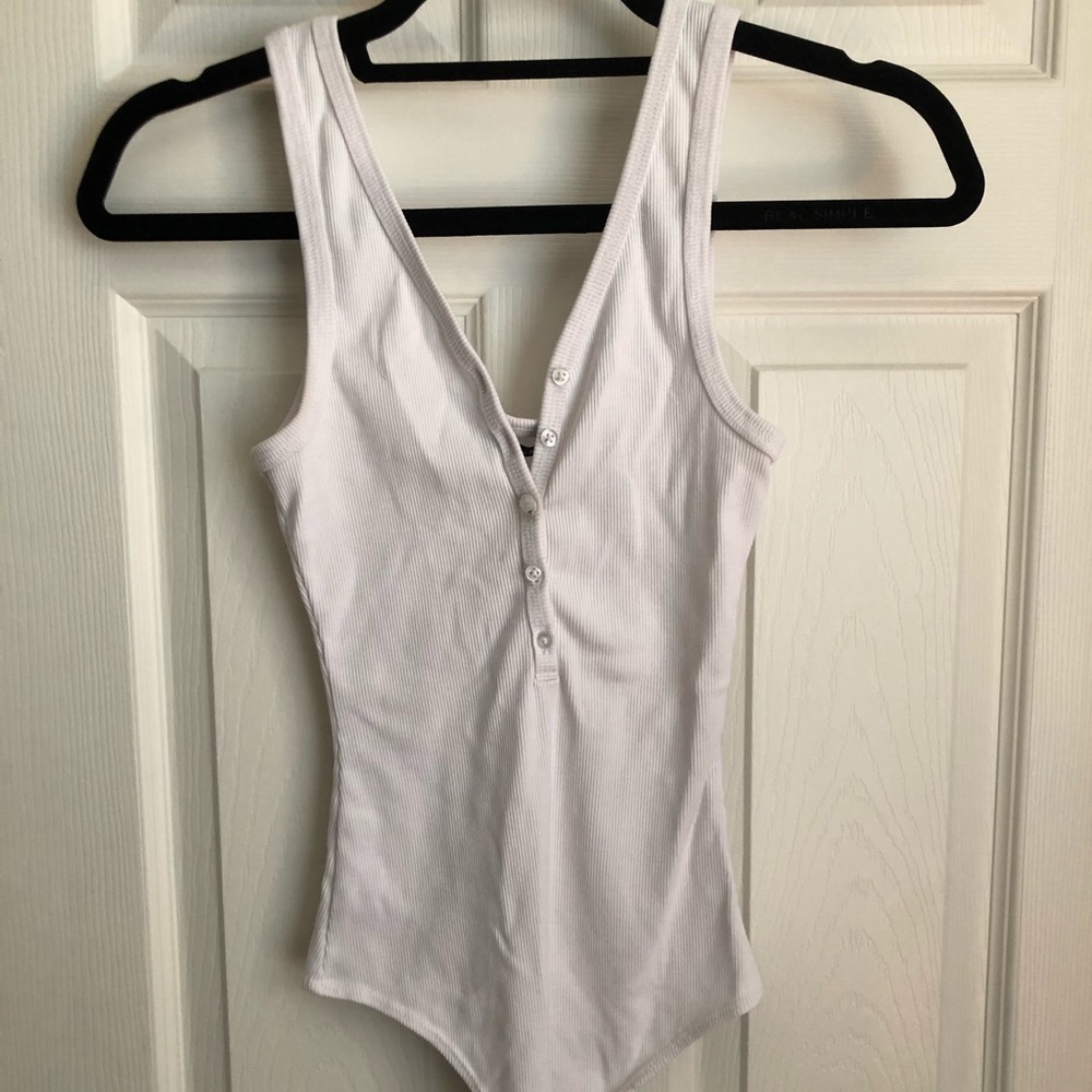 Ribbed henley bodysuit